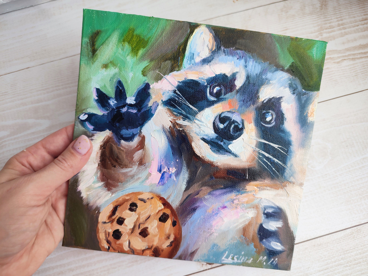 Картина маслом Енот 20/20 см, оригинал. - купить по низкой цене в ...