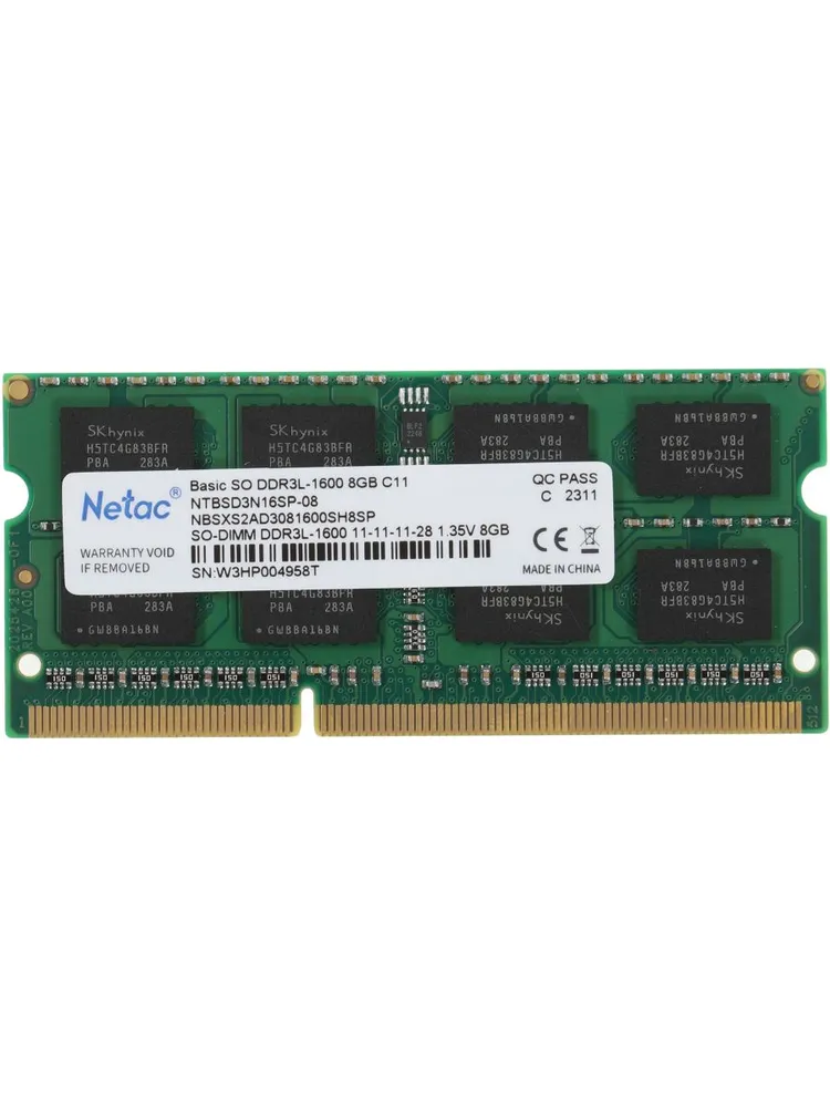 Netac Оперативная память NTBSD3N16SP-08 DDR3L, 1600 МГц, 1 x 8 ГБ (NTBSD3N16SP-08)