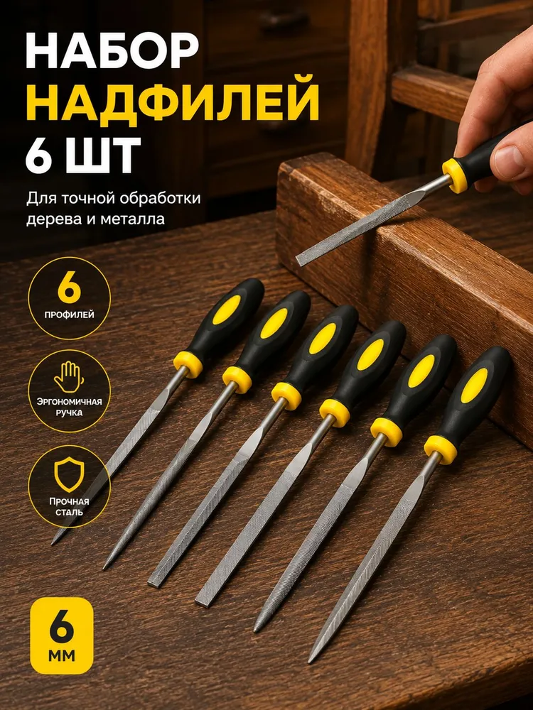 Надфили по металлу набор 6 шт, 6 шт