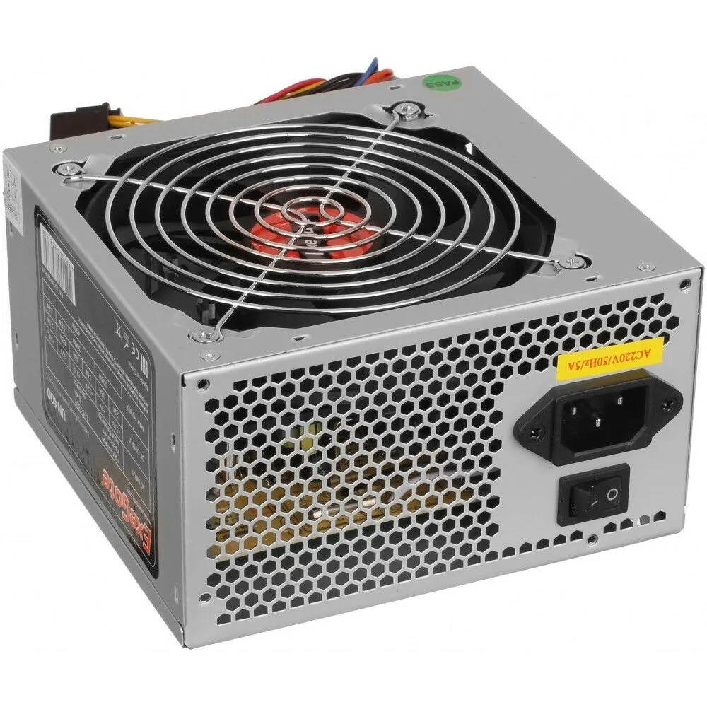 ExeGate ES261570RUS-PC Блок питания 600W UNS600 (ATX, PC, 12cm fan, 24pin, (4+4)pin, PCI-E, 3xSATA, 2xIDE, кабель 220V в комплекте 1,8м), 600 Вт, 1,8 м