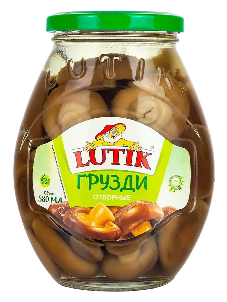 Грузди Lutik отборные без добавления уксусной кислоты, 580мл, 580 мл
