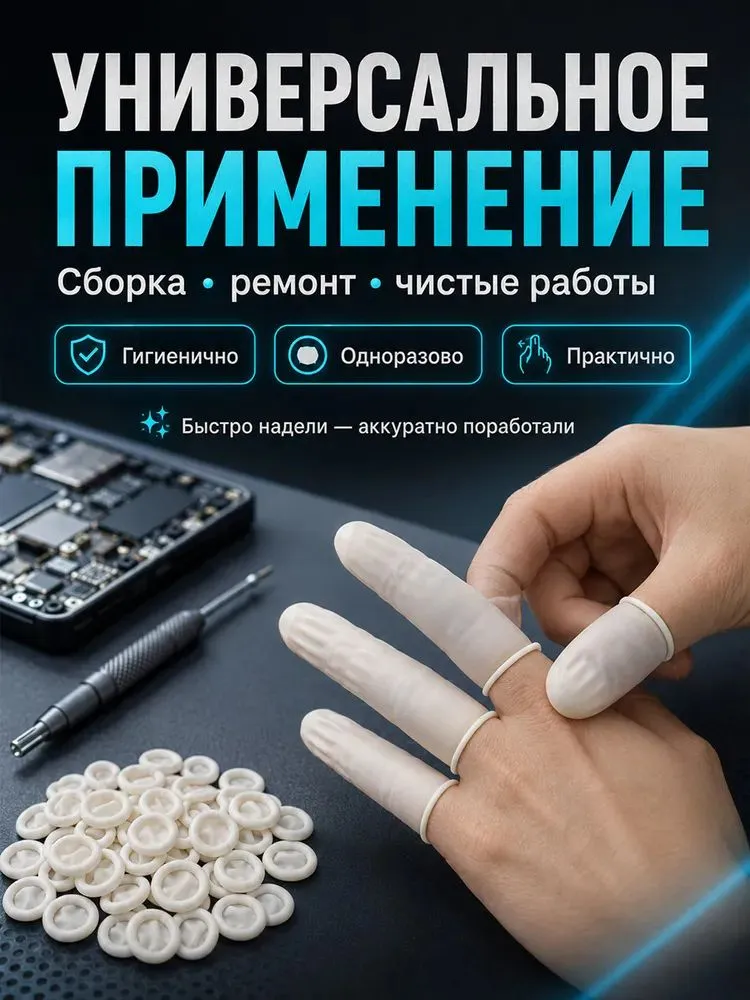 Напальчники латексные одноразовые, 200 шт, 200 шт, фото 5
