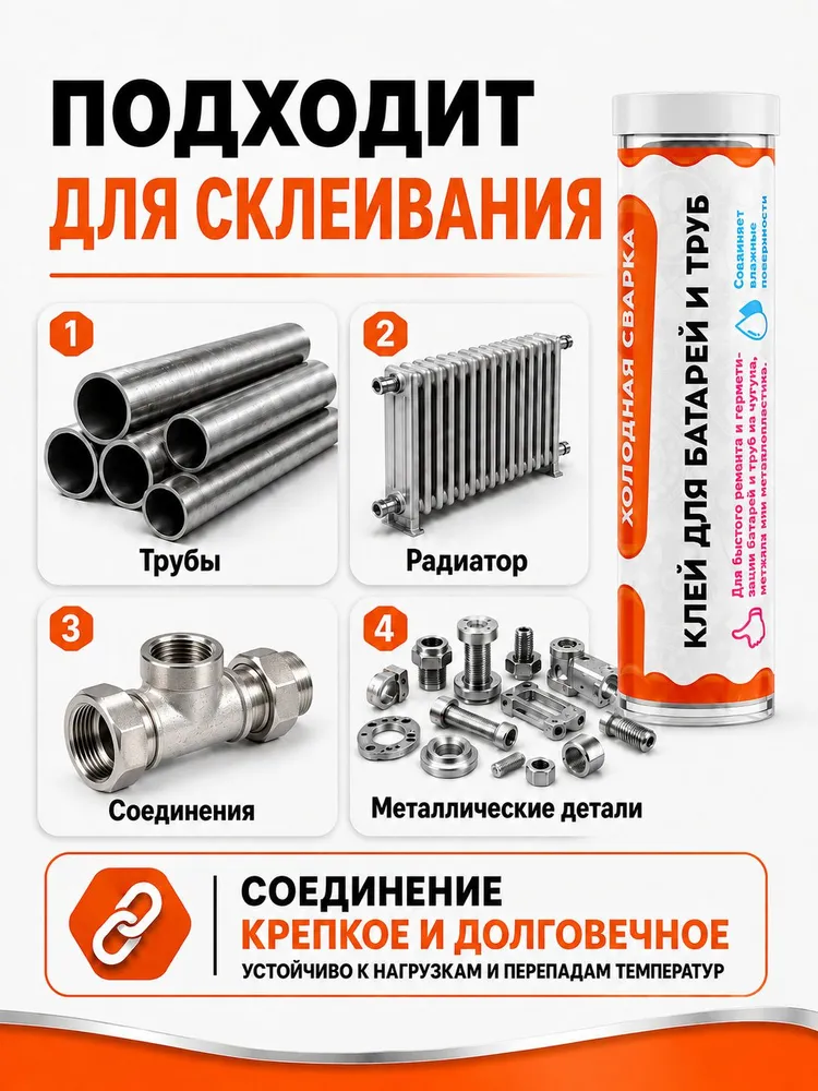 Холодная сварка "ТИТАН" для батарей и труб / Холодная сварка для металла, титан, фото 2