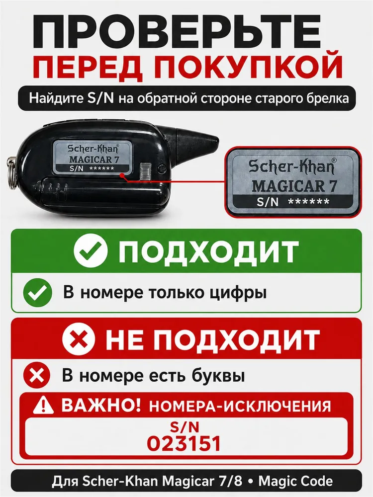 Брелок Шерхан Магикар 7, 8, (НУЛЕВАЯ версия для сигнализаций до 2009г.в.), для сигнализации Scher-Khan Magicar 7, 8, вариант, фото 2