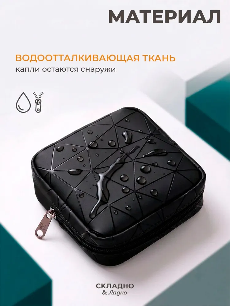 Косметичка женская маленькая для косметики, прокладок, непромокаемая, дорожная, на молнии, вариант, фото 5