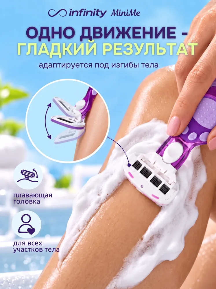 Бритва женская многоразовая, станок для бритья женский, сменные кассеты 1, лезвия 5, вариант, фото 5