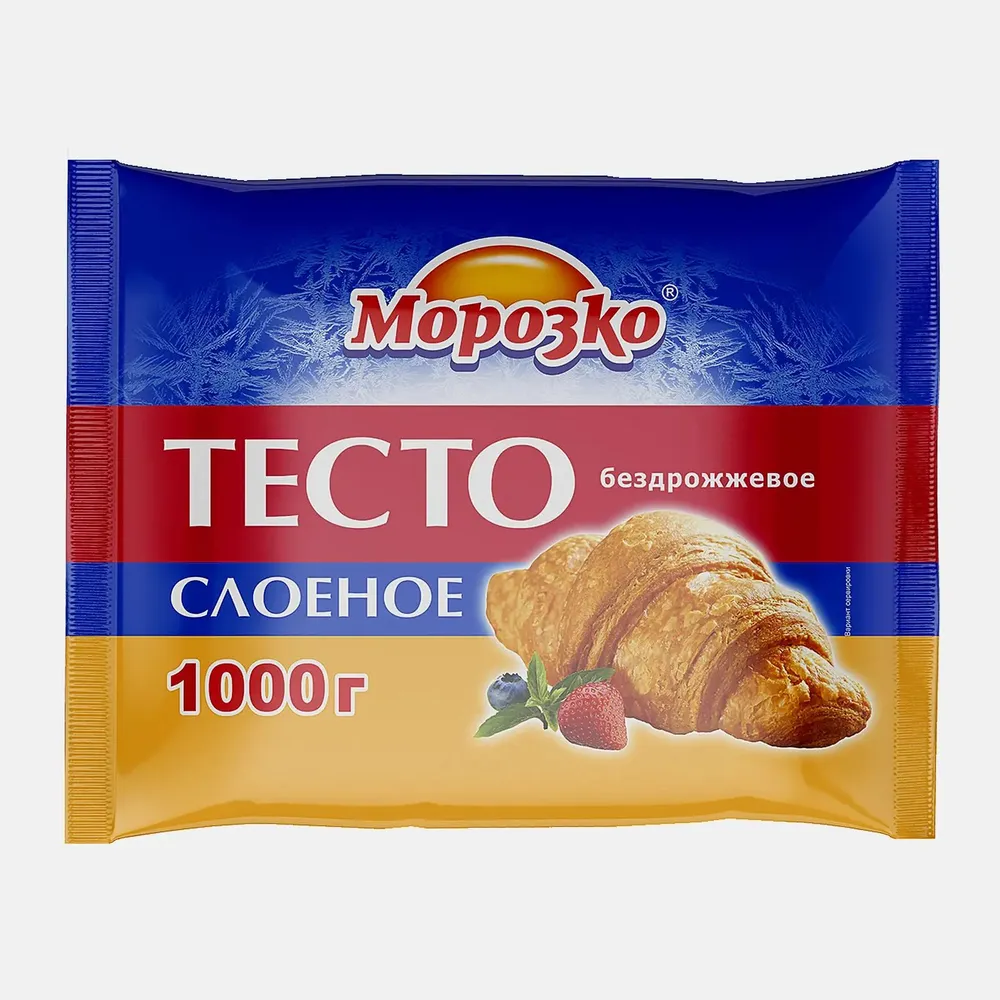 Тесто слоеное Морозко бездрожжевое 1кг, 2 шт, 1 кг, 2 шт