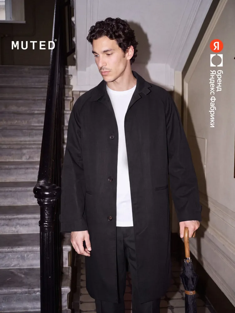 Плащ MUTED из смесового хлопка с воротником-стойкой, Яндекс Фабрика, вариант