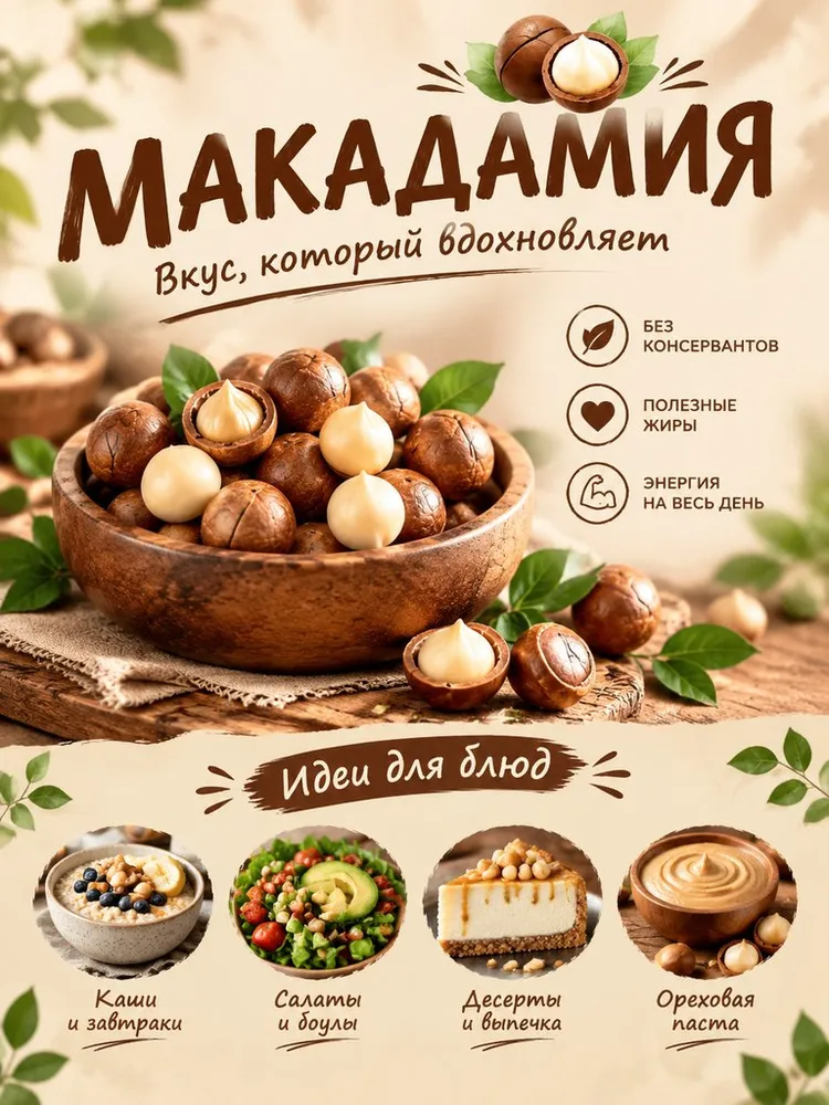Макадамия жареный сливочный орех, 350 г в упаковке: крупные орехи с тонкой скорлупой, 350 г, фото 3