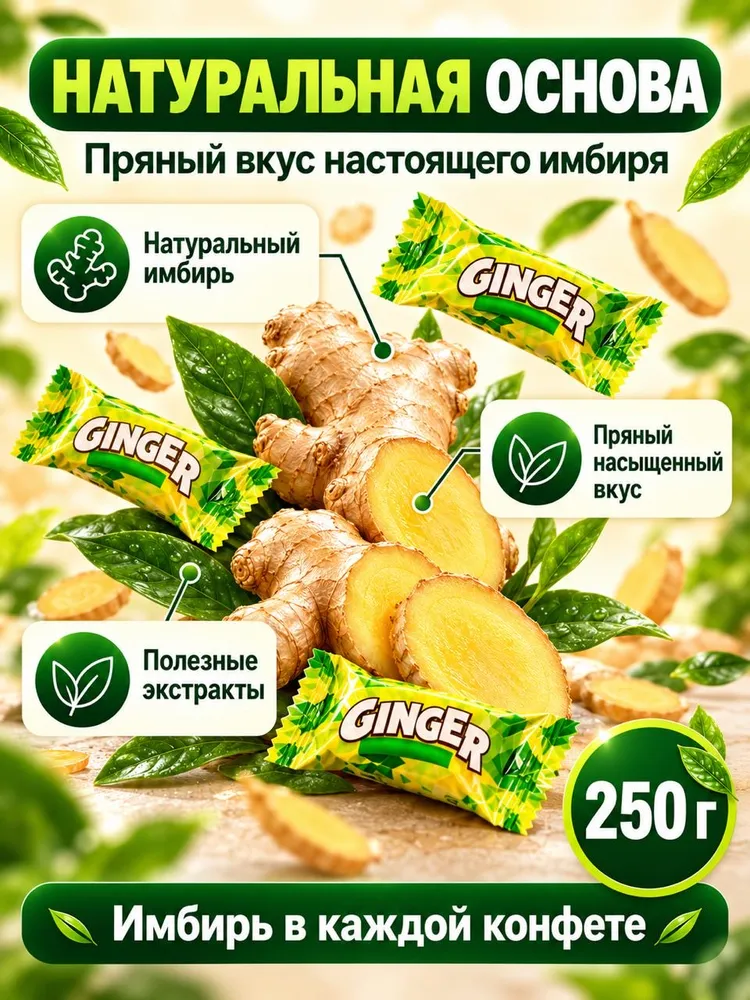 Конфеты от кашля и боли в горле натуральные имбирные, 250 гр. Леденцы острые противовирусные от простуды сосательные / Иранские сладости для укрепления иммунитета, набор 50 шт, 250 г, фото 2