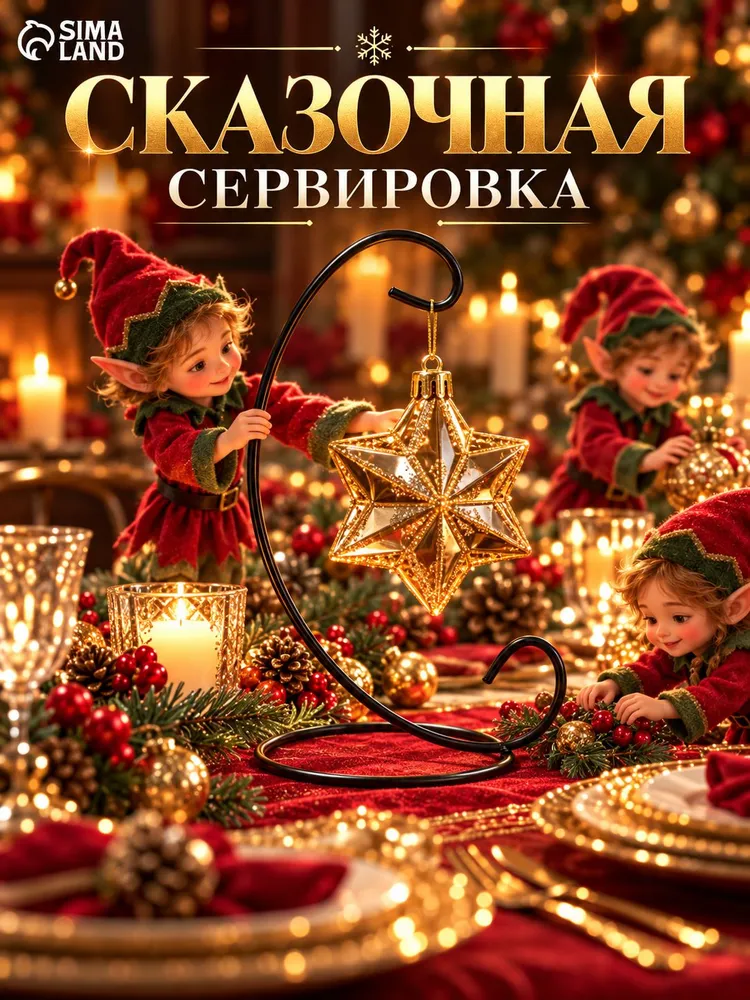 Подставка для елочных игрушек, черная / 8х16 см, металл / Новогодний декор, 8x16 см, фото 4
