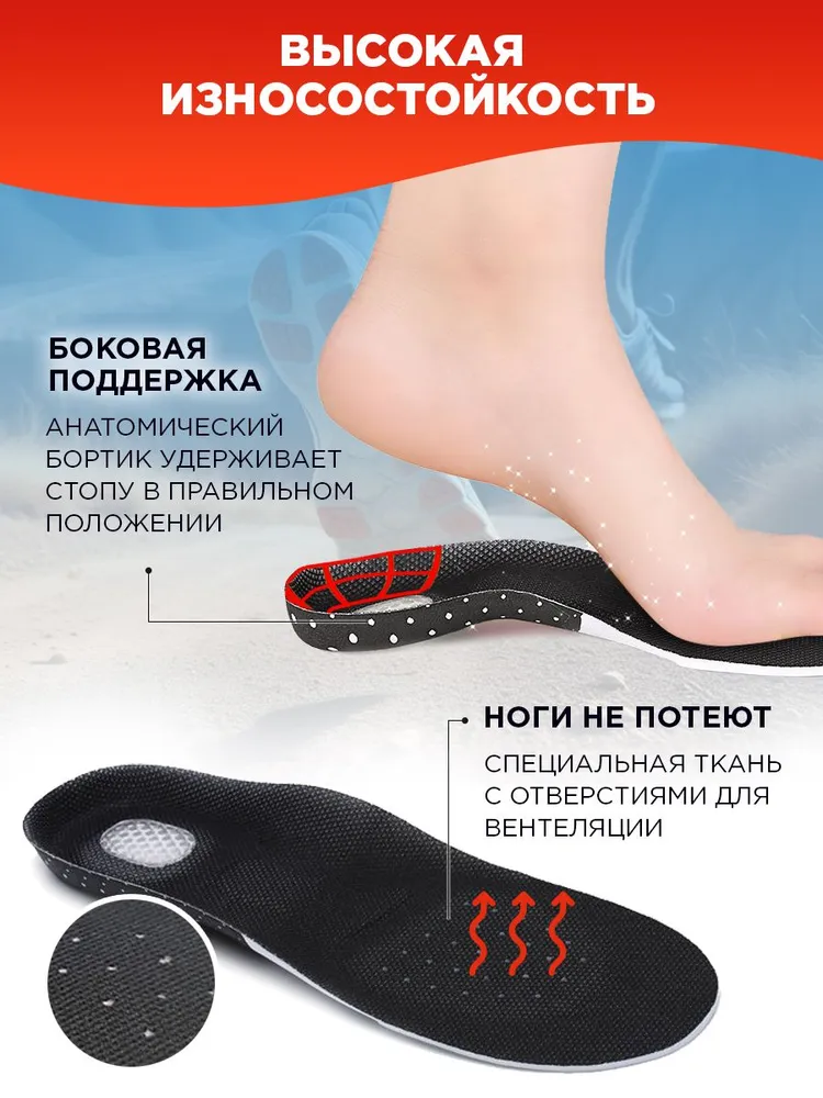 Спортивные стельки для мужской, женской обуви и кроссовок, вариант, фото 4