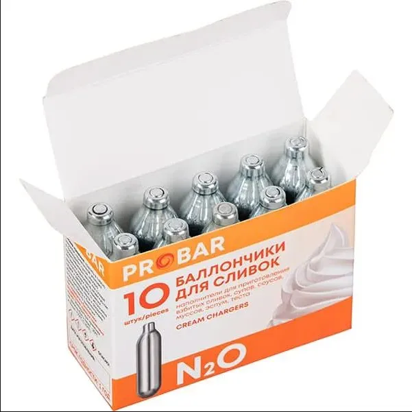 Баллончики для взбивания сливок PROBAR N2O Cream Chargers 8г, упаковка 10 шт, 8 г, 10 шт, фото 3
