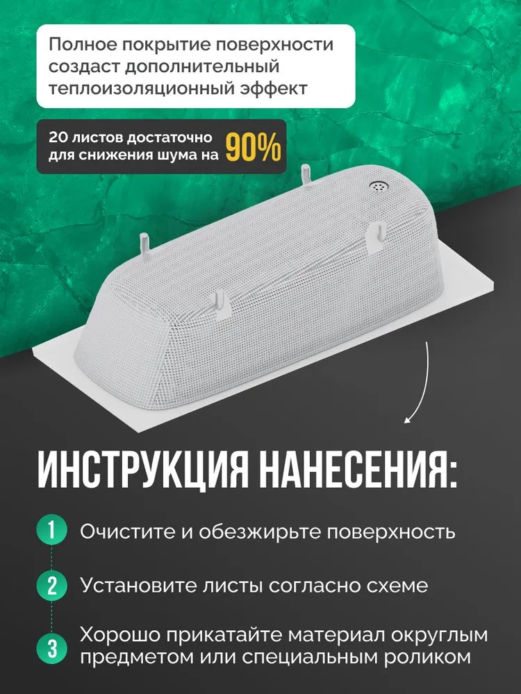 Шумоизоляция для ванны SGM ECO 20 листов для полной оклейки. Звукоизоляция сантехники, канализации 110, стояка. Для , кухни, раковин поддонов, вариант, фото 2