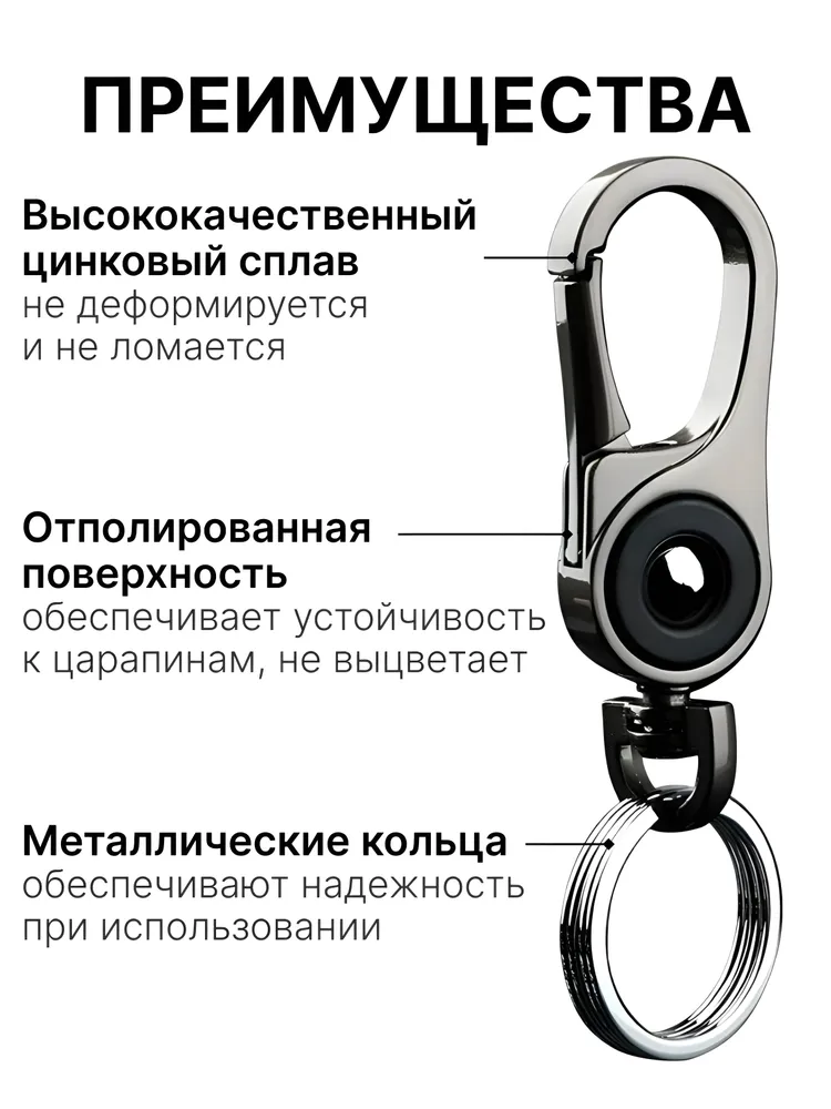 Карабин для ключей/брелок на ключи авто/карабин титановый, титан, фото 5