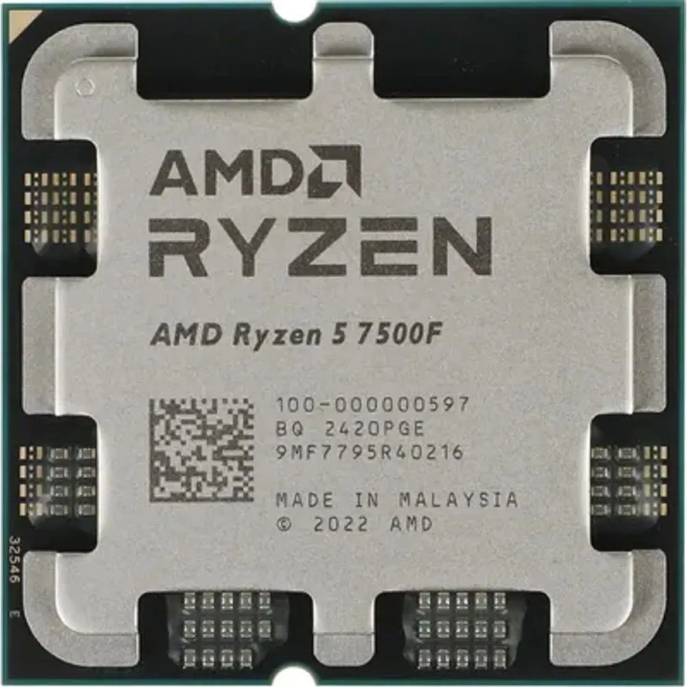 Amd Процессор CPU Ryzen 5 7500F OEM 100-000000597 Base 3,70GHz, Turbo 5,00GHz, without graphics, L3 32Mb, TDP 65W, AM5