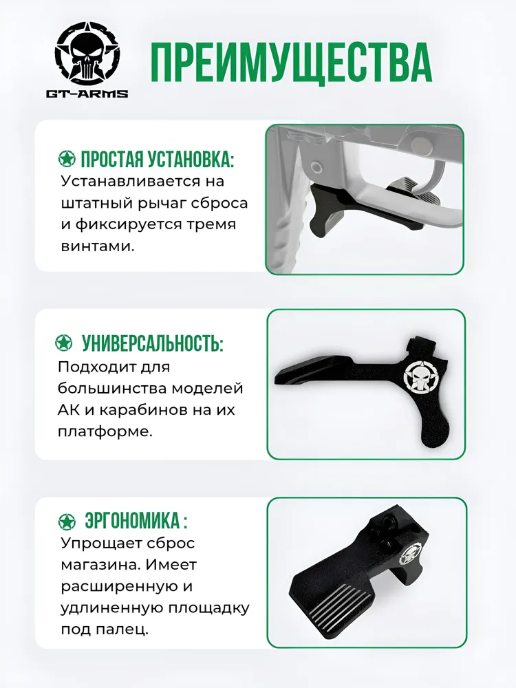 Кнопка сброса магазина АК / Сайга / Вепрь "GT-ARMS", вариант, фото 2