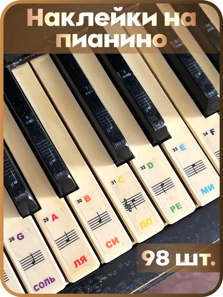 Наклейки на клавиши пианино, вариант