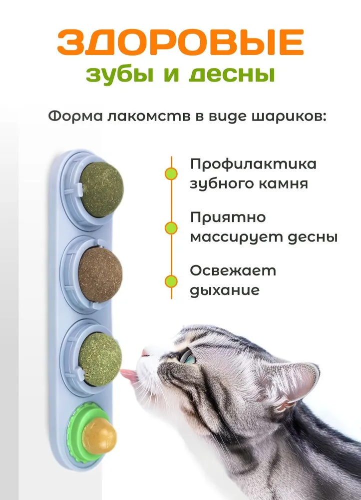 Шарики кошачья мята и мататаби, леденец для кошек 4в1, вариант, фото 5