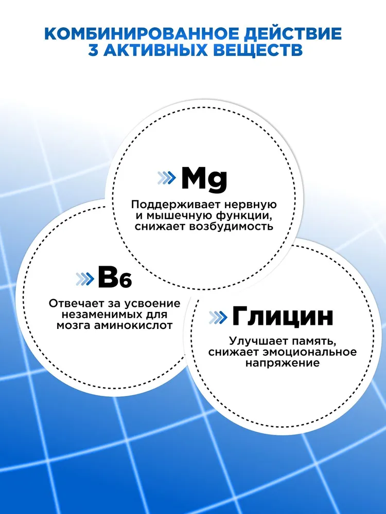 Магний В6 форте с глицином. При стрессе, нарушениях сна, для повышения работоспособности, 60 таблеток, вариант, фото 3