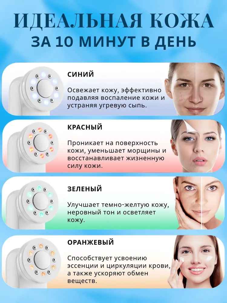 Микротоковый массажер для лица 7в1, вариант, фото 2