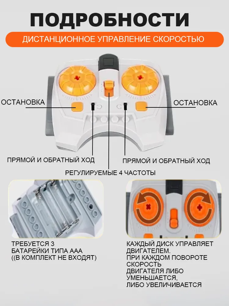 Набор моторов 9 в 1, совместимый с Lego Technic, - радиоуправляемой игрушки конструктора, набор электрики, моторчики, модули, пульт управления, вариант, фото 4