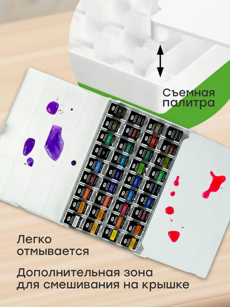 Пенал для акварели пластиковый на 36 кювет, вариант, фото 6