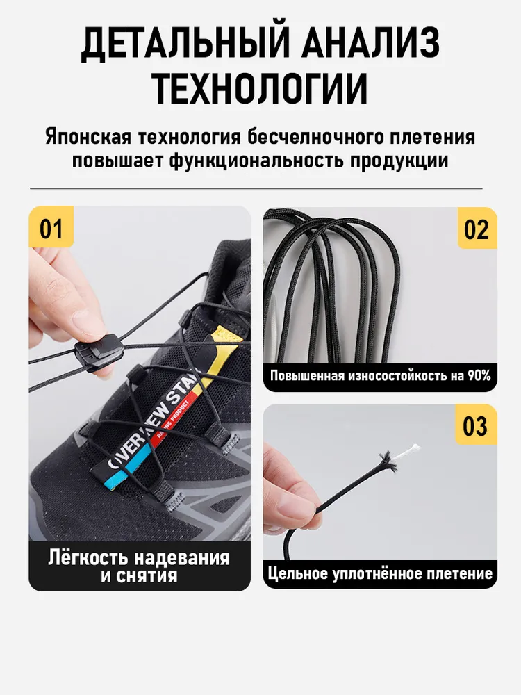 Быстрая шнуровка для обуви, шнурки с фиксатором для кроссовок и треккинговой обуви, 160 см, вариант, фото 2