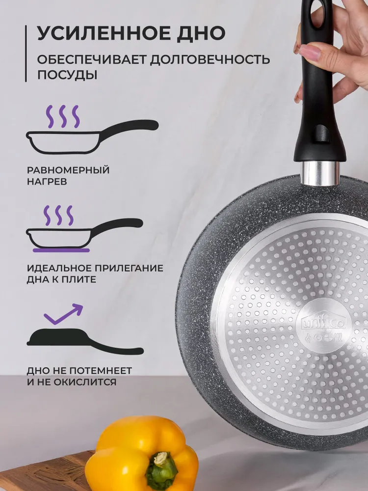 Сковорода с крышкой 24 см (индукция) UNIFICO Вигоросо Гриджо / Vigoroso Grigio, вариант, фото 5