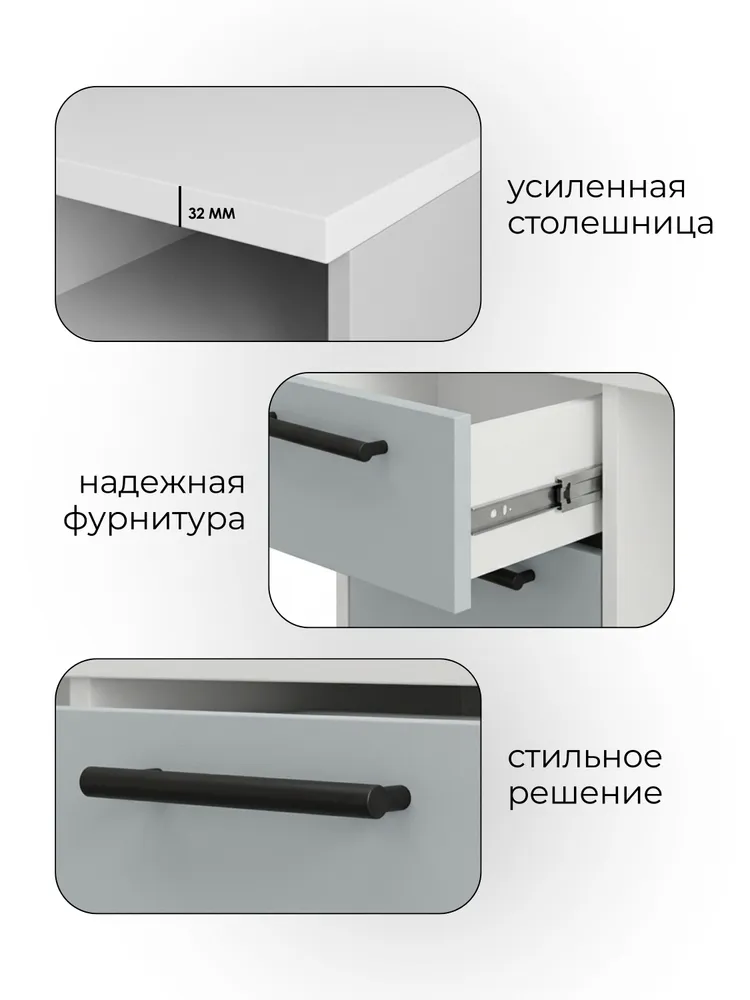 Рабочая зона у окна с письменным столом, стеллажами и тумбами для школьника Алиса 8, вариант, фото 5