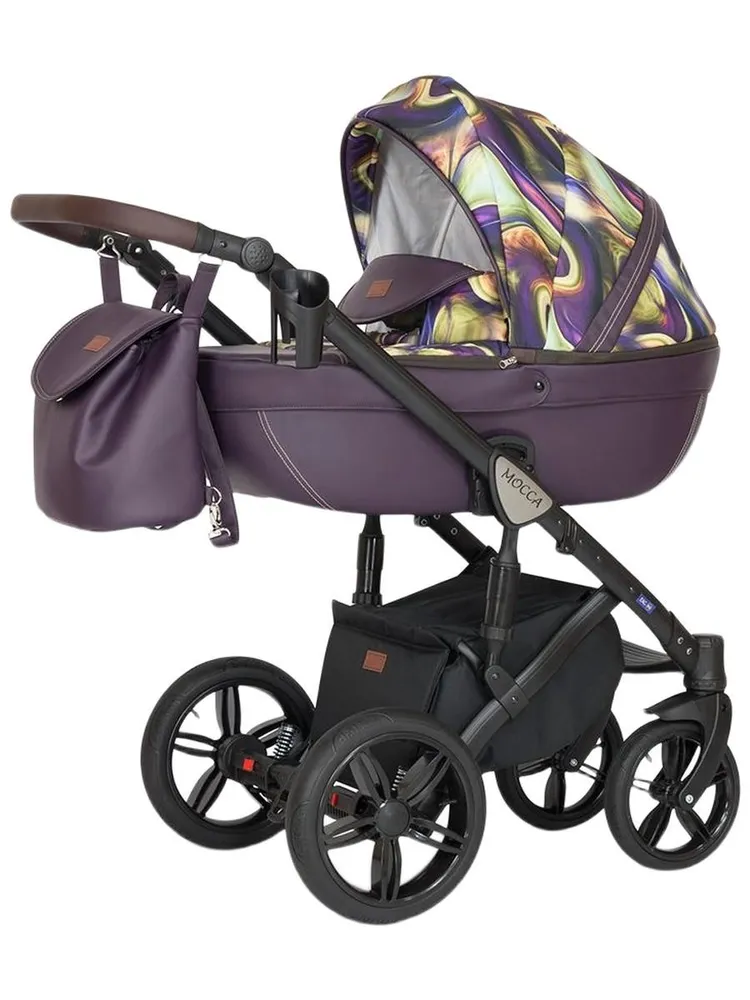 Коляска 3 в 1 Verdi Mocca Фиолетовый с узором Color 09, фиолетовый