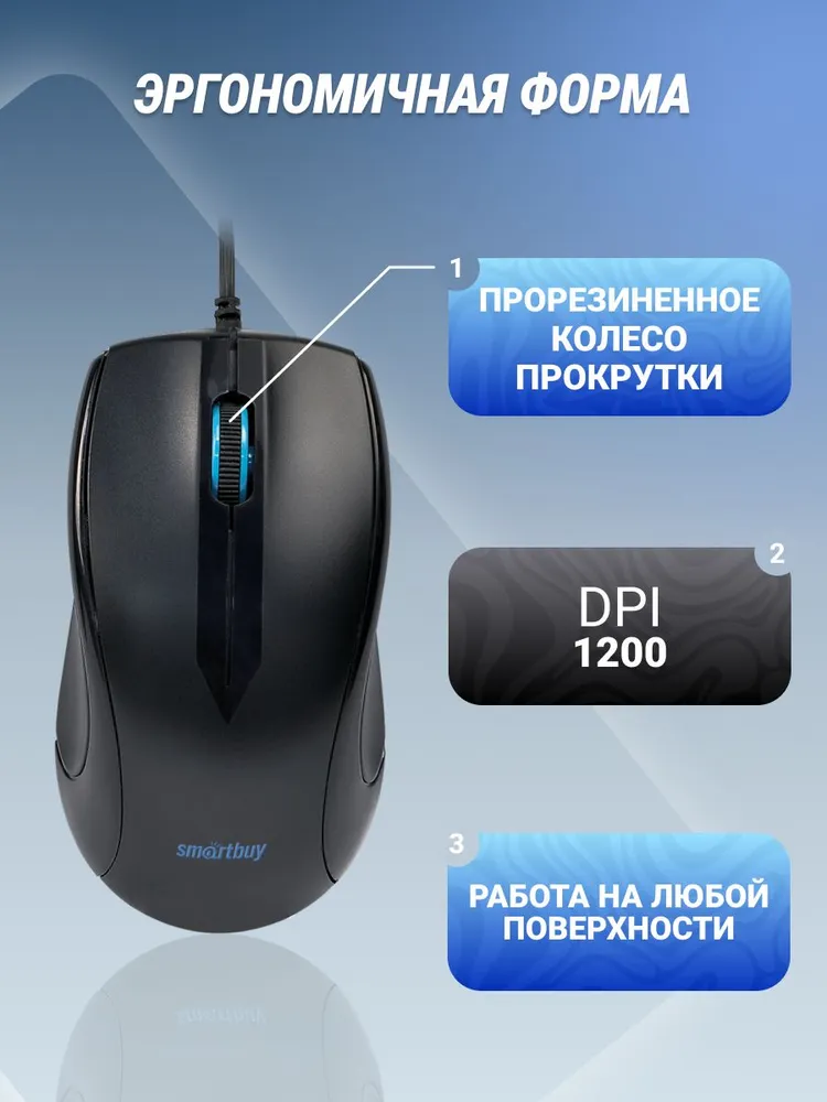Клавиатура и мышь игровой набор Smartbuy, для компьютера и тв, полноразмерный, черно-синий, синий, фото 6