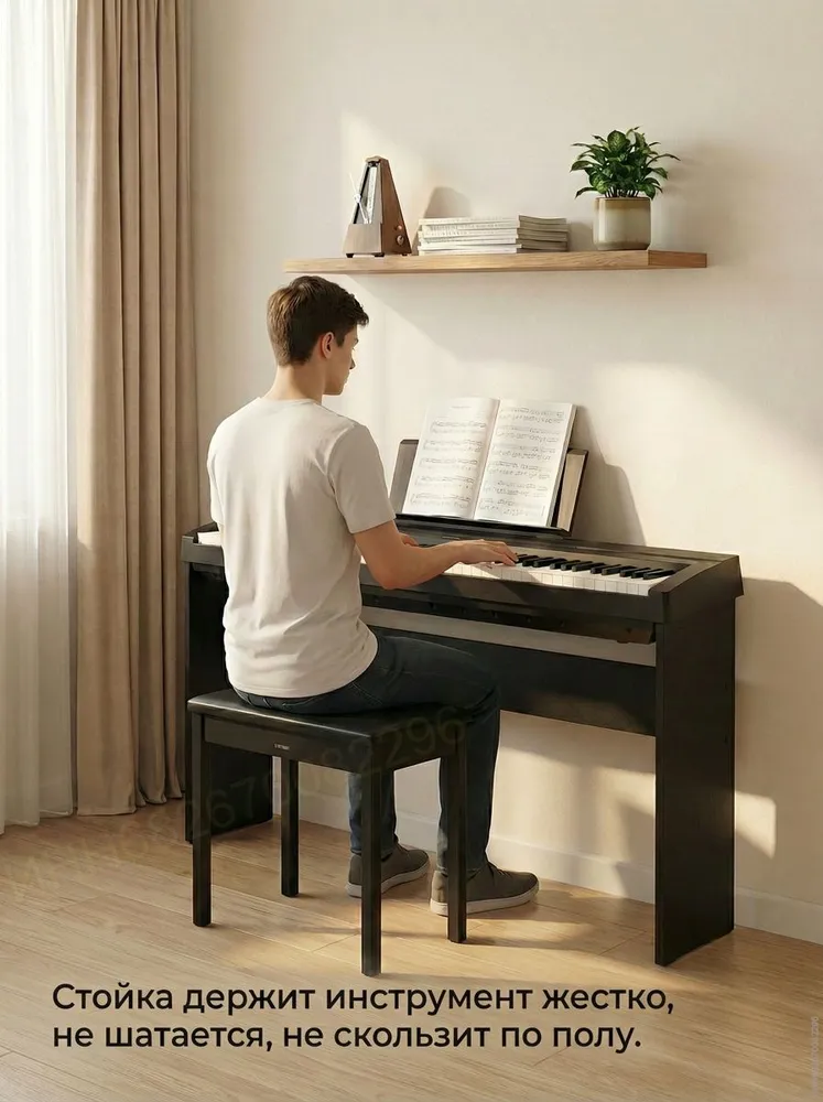Подставка для пианино Yamaha P-45 48 125 145 225 и др; Roland FP-10 30; Casio CDP- и PX- 120 130 160 200 220 230 320 330 350. Белая, 350, фото 2