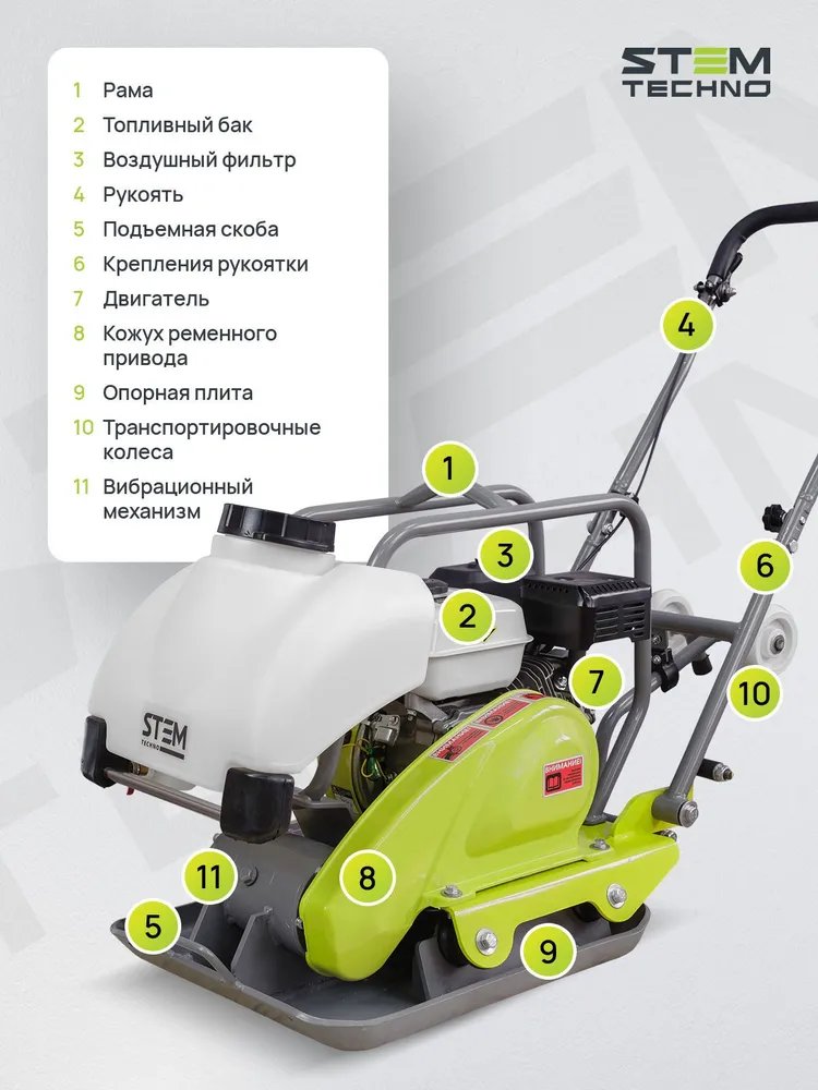 Виброплита бензиновая STEM Techno SPC 192ES (STEM GX200) с баком для воды, вариант, фото 2