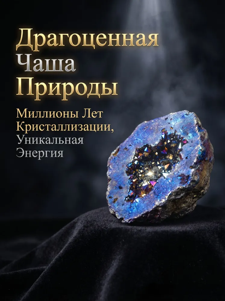 Набор натуральных геодов кварца с электропокрытием в подарочной коробке, вариант, фото 2