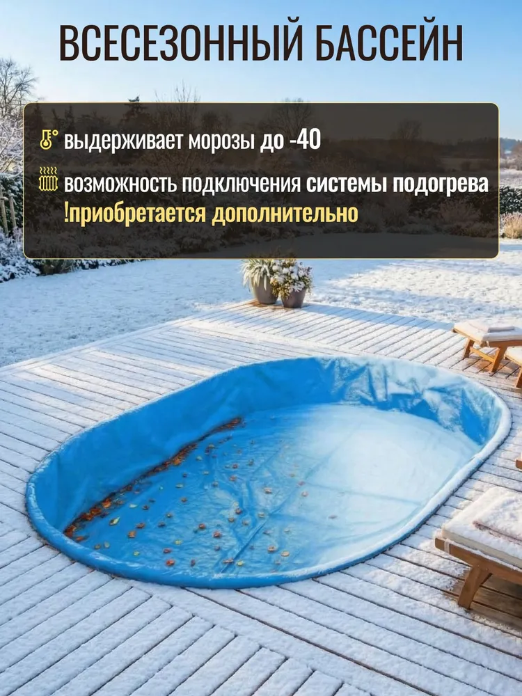 Бассейн 6 х 3,5 х 1,5 м ГИГАБАСС овальный каркасный морозоустойчивый вкапываемый, 5x2x1.5 м, фото 6