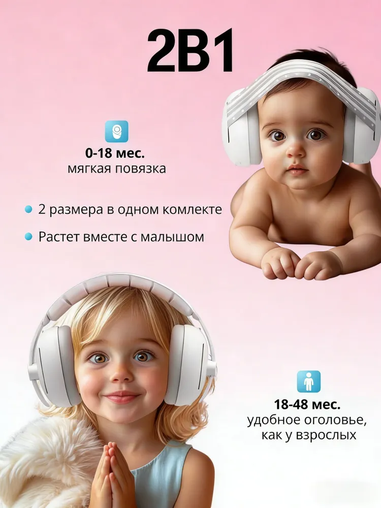 Наушники шумоподавляющие детские от шума - противошумные наушники для детей и малышей, для новорожденных, в самолет, для сна, вариант, фото 3