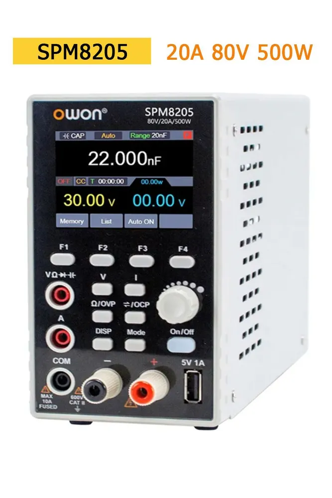 Лабораторный блок питания постоянного тока OWON SPM8205, выход 80В 20А, максимальная мощность 500Вт для тестирования электроники, 500 Вт