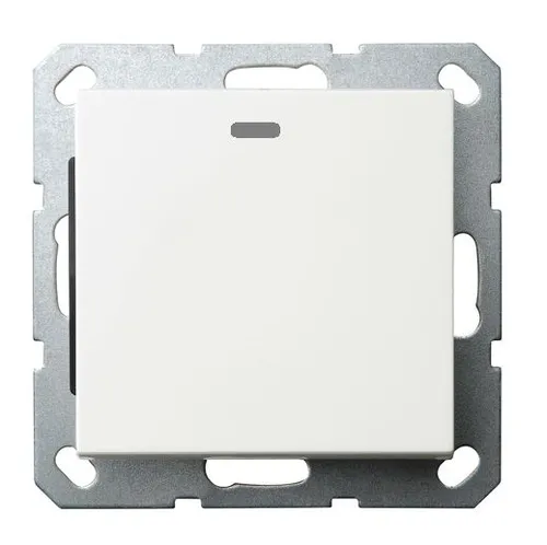 Выключатель 1 клавишный с 2-х мест c LED подсветкой, белый, без рамки