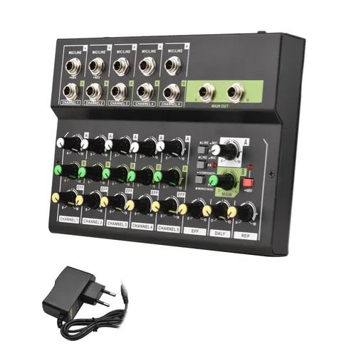 10-канальный микшерный пульт с реверберацией и фантомным питанием 48V для студийной записи и живого