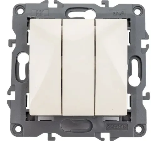 ЭРА 12-1107-02 Выключатель тройной, 10АХ-250В, IP20, 12, Слоновая кость