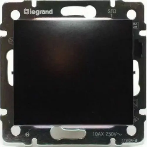 Выключатель двухклавишный проходной Черный Legrand Valena 770308