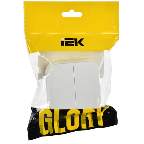 GLORY Выключатель 2-клавишный для открытой установки 10А ВС20-2-0-ХБм белый матовый, IEK EVH20-K01M-