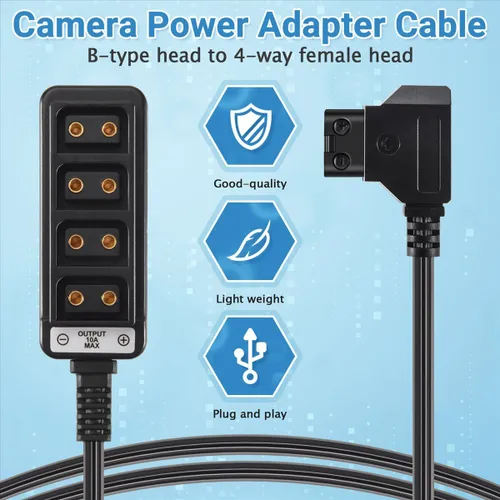 Кабель-адаптер для электромонтажа с разъемом D-Tap типа B (папа) и разъемом P-Tap (мама) (черный)