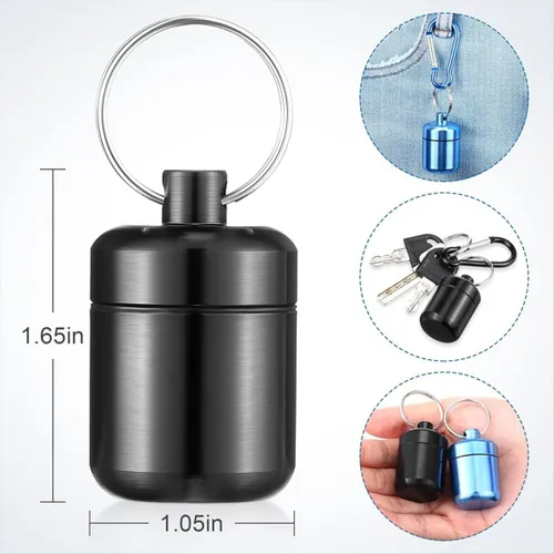 Набор из 4 брелоков-чехлов для берушей и таблеток в запечатанной коробке (синий и черный).