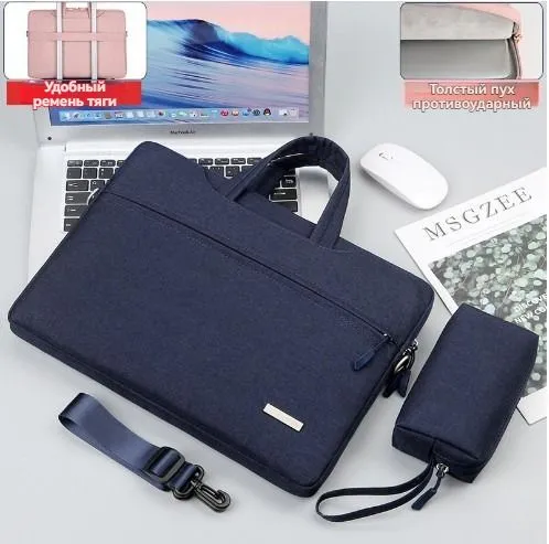 Сумка для ноутбука 15.6 дюймов, портфель для документов с ремнем через плечо и ручками, черная, 42х2