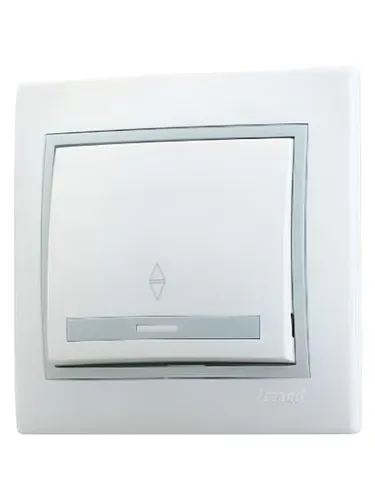 Lezard MIRA Выключатель проходной белый с серой вставкой