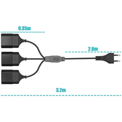 HITRENDS Удлинитель Xiaoou с сечением кабеля 0.75 мм , 3 розетки, 3 метра, прямой штекер надежное по