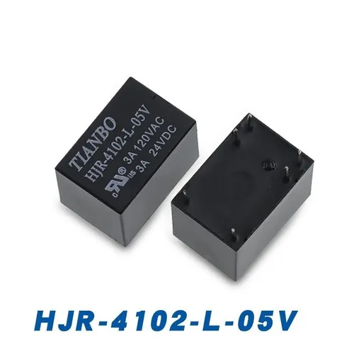 2pcs Реле сигнальное HJR-4102-L-05V, 6-контактное, 3А, 1НО/1НЗ, миниатюрное (DC 5V)