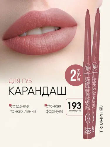 TF cosmetics Карандаши для губ матовые автоматические 2 шт Liner&Shadow, тон 193 золотая роза